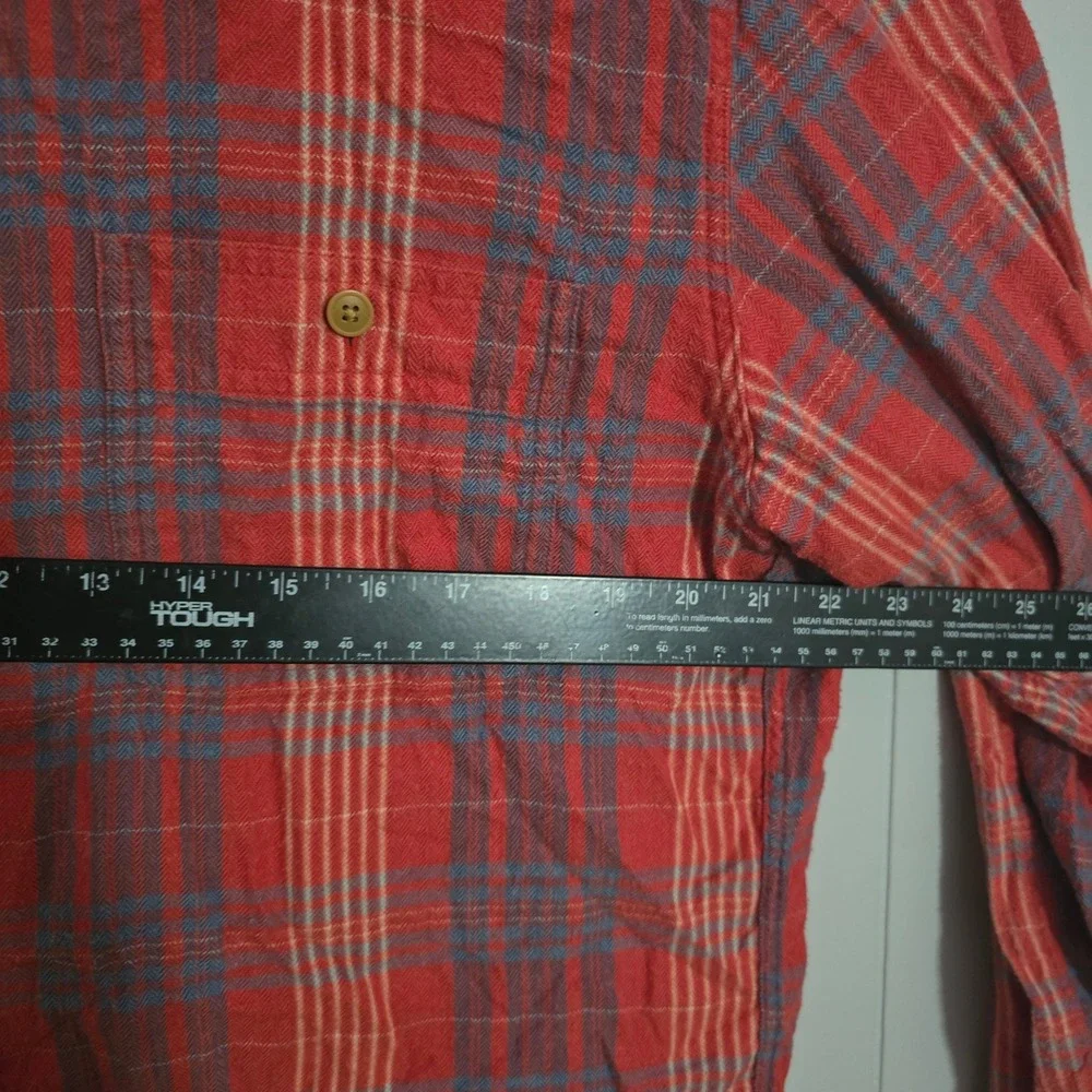J Crew Flannel Slim Fit Plaid Long Sleeve Button Up Shirt Men's XLarge Red Grey‎